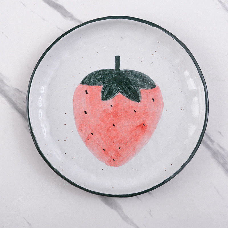 Handmade ceramics STRAWBERRY tableware 4 sets