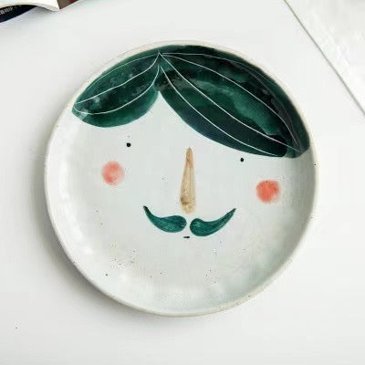 Handmade ceramics COUPLE FACE tableware 6 sets