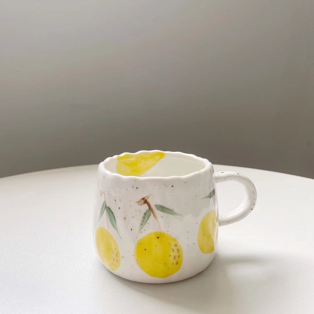 Handmade ceramics LEMON cup and plate