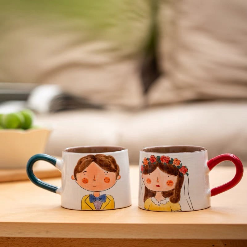 Handmade ceramics YELLOW couple cup gift sets