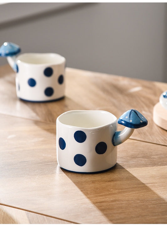 Handmade ceramics BLUE MUSHROOM cup