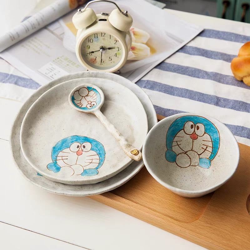 Handmade ceramics DORAEMON tableware 4 sets