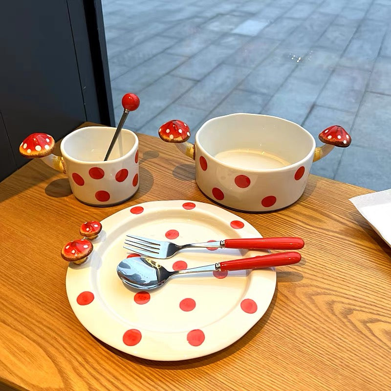 Handmade ceramics RED MUSHROOM plate