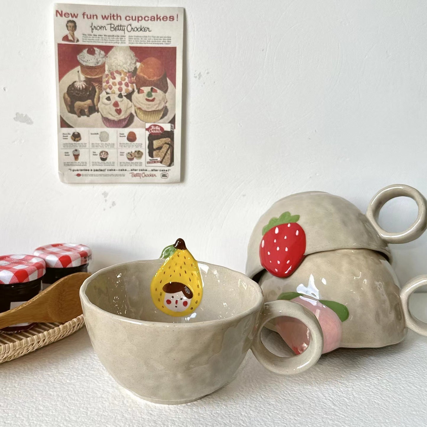 Handmade stoneware FRUITS cup