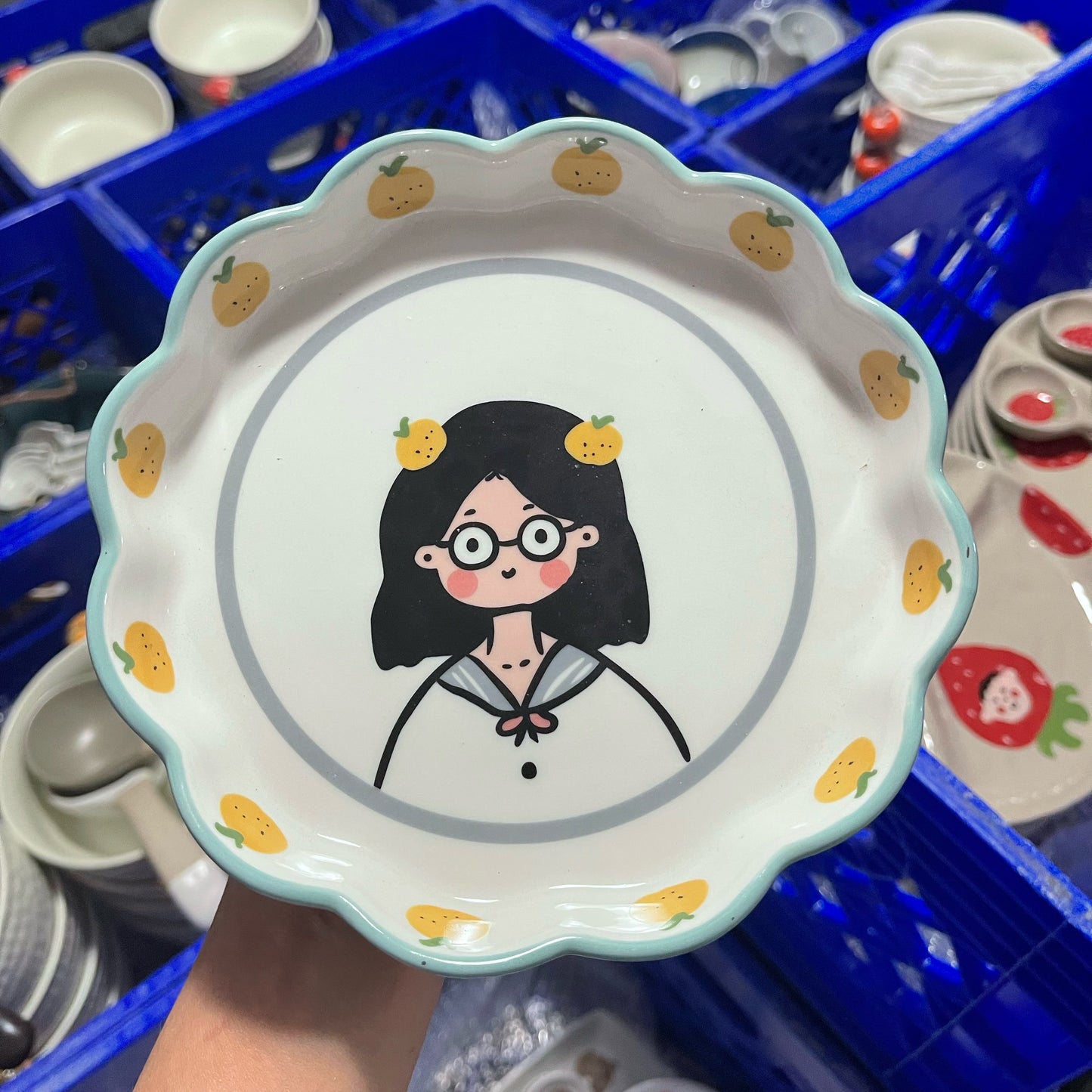 handmade ceramics CUTE GIRL plate