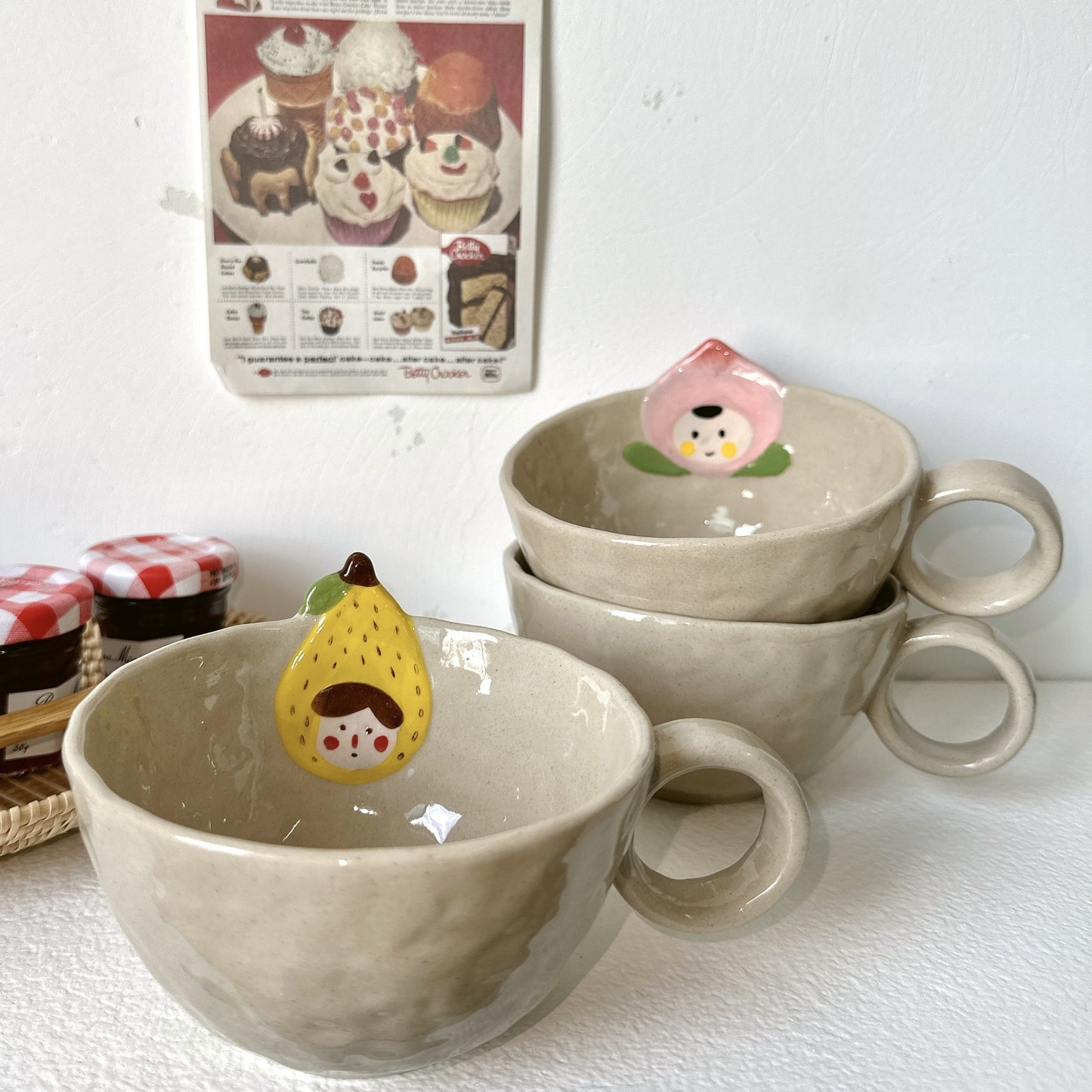 Handmade stoneware FRUITS cup