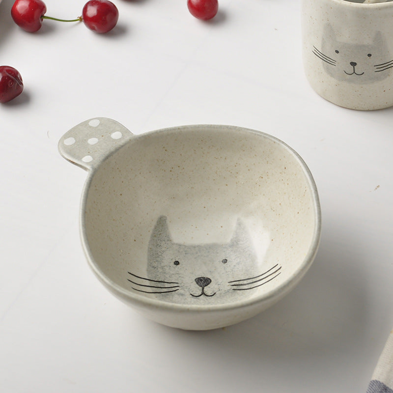 Handmade ceramics SILVER CAT tableware 4 sets