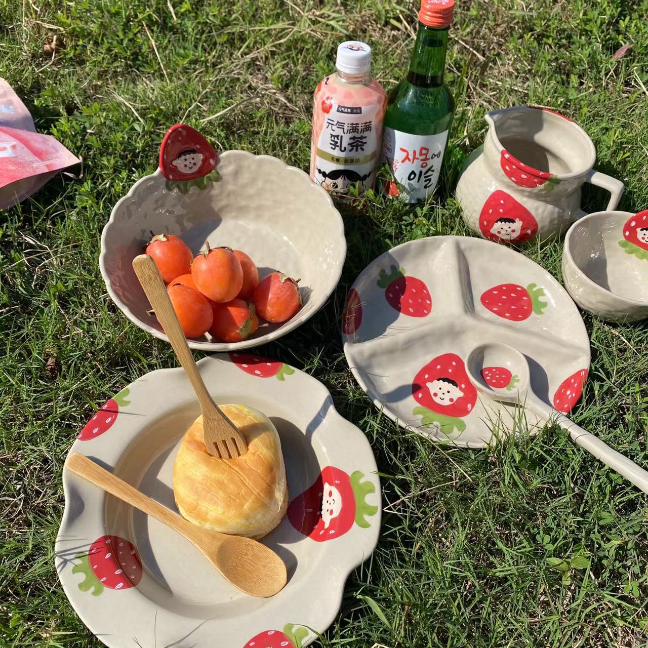 Handmade stoneware FRUITS plate