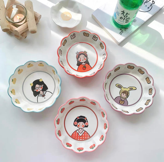 handmade ceramics CUTE GIRL plate