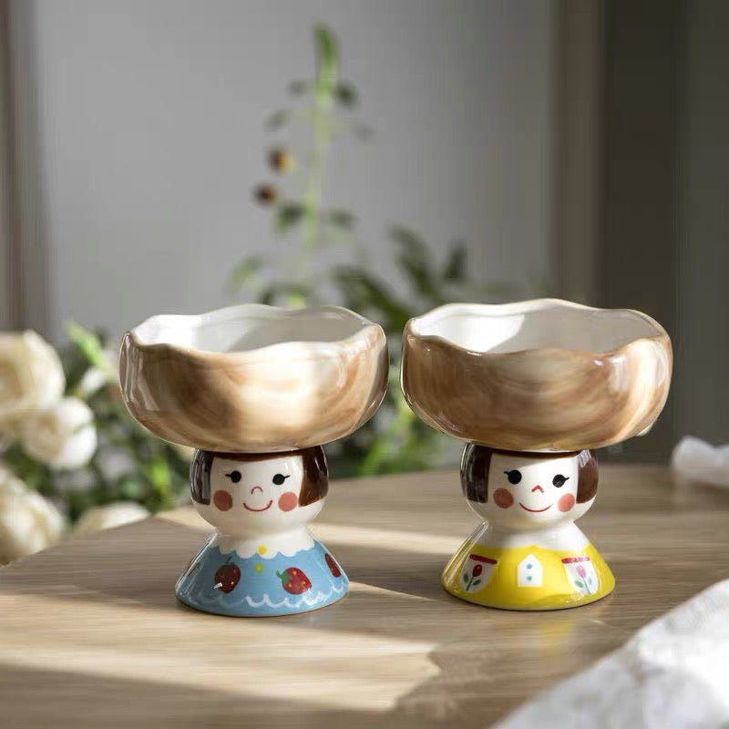 Handmade Japanese Creative Ceramics Cute Girls Bowl