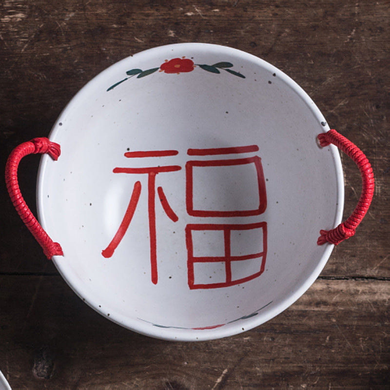 Handmade ceramics Chinese character 囍&福 dish/bowl