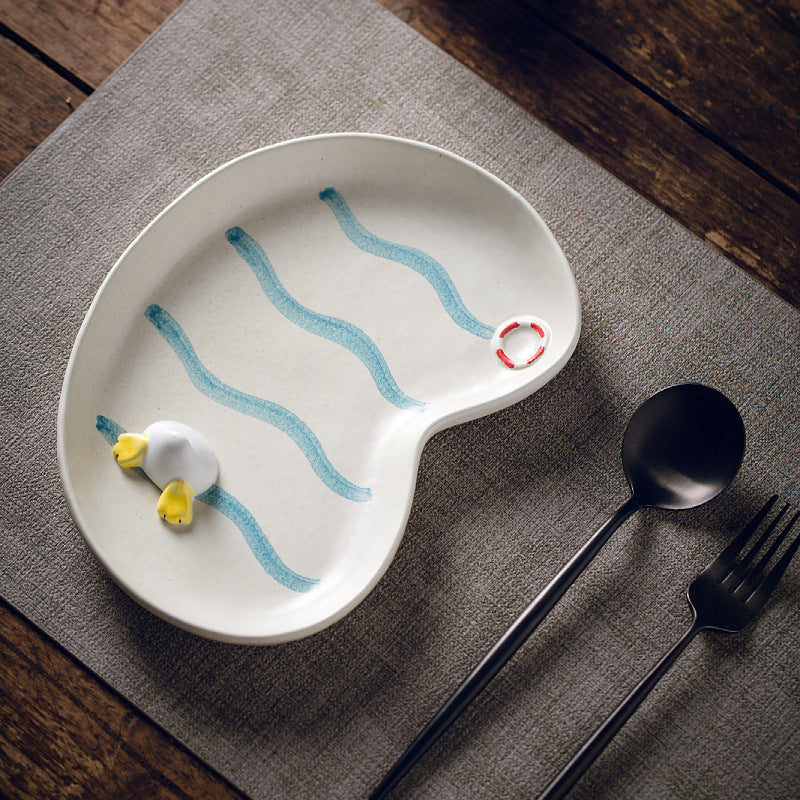 Handmade ceramics SWIMMING DUCK plate