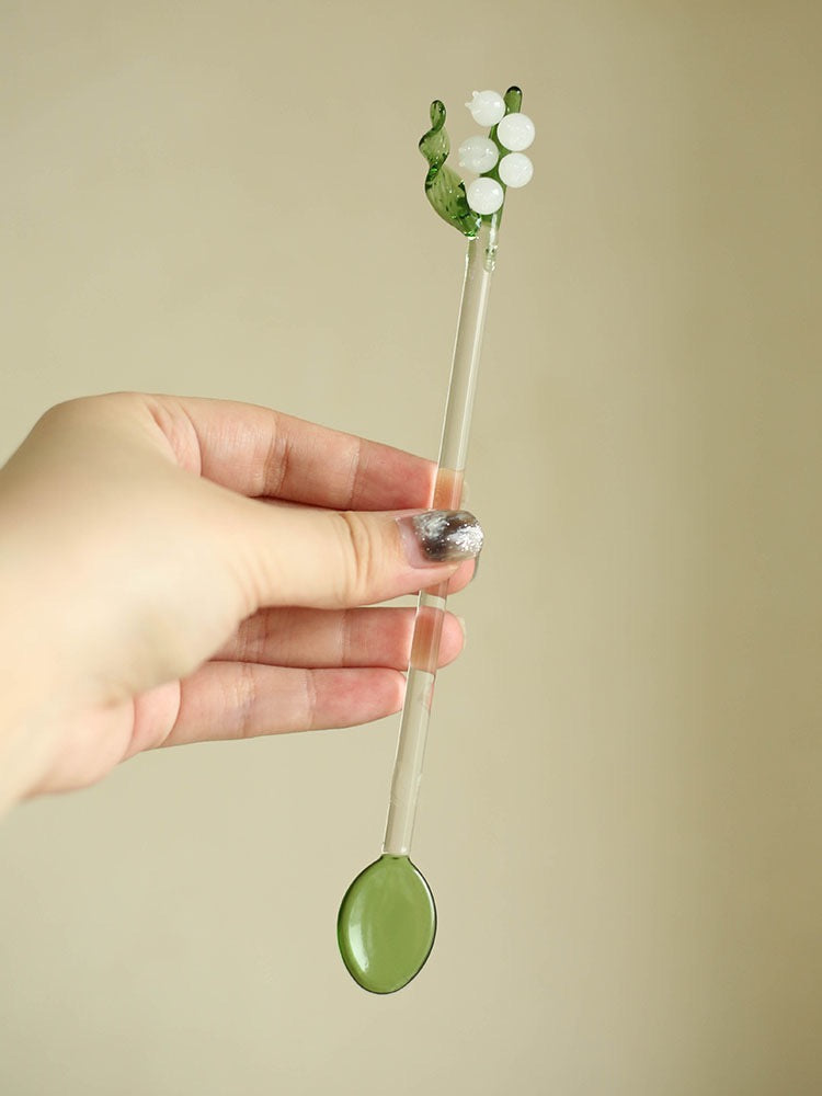 Handmade LILY OF THE VALLEY glass spoon