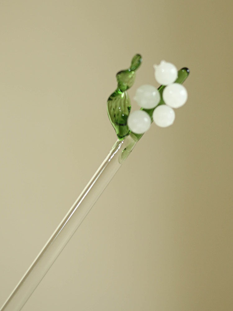 Handmade LILY OF THE VALLEY glass spoon