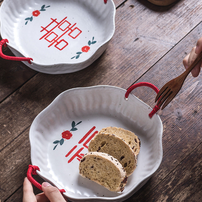 Handmade ceramics Chinese character 囍&福 dish/bowl