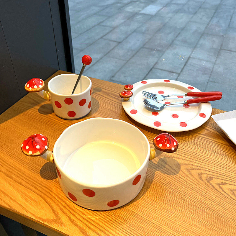 Handmade ceramics RED MUSHROOM Bowl