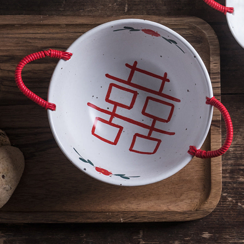 Handmade ceramics Chinese character 囍&福 dish/bowl