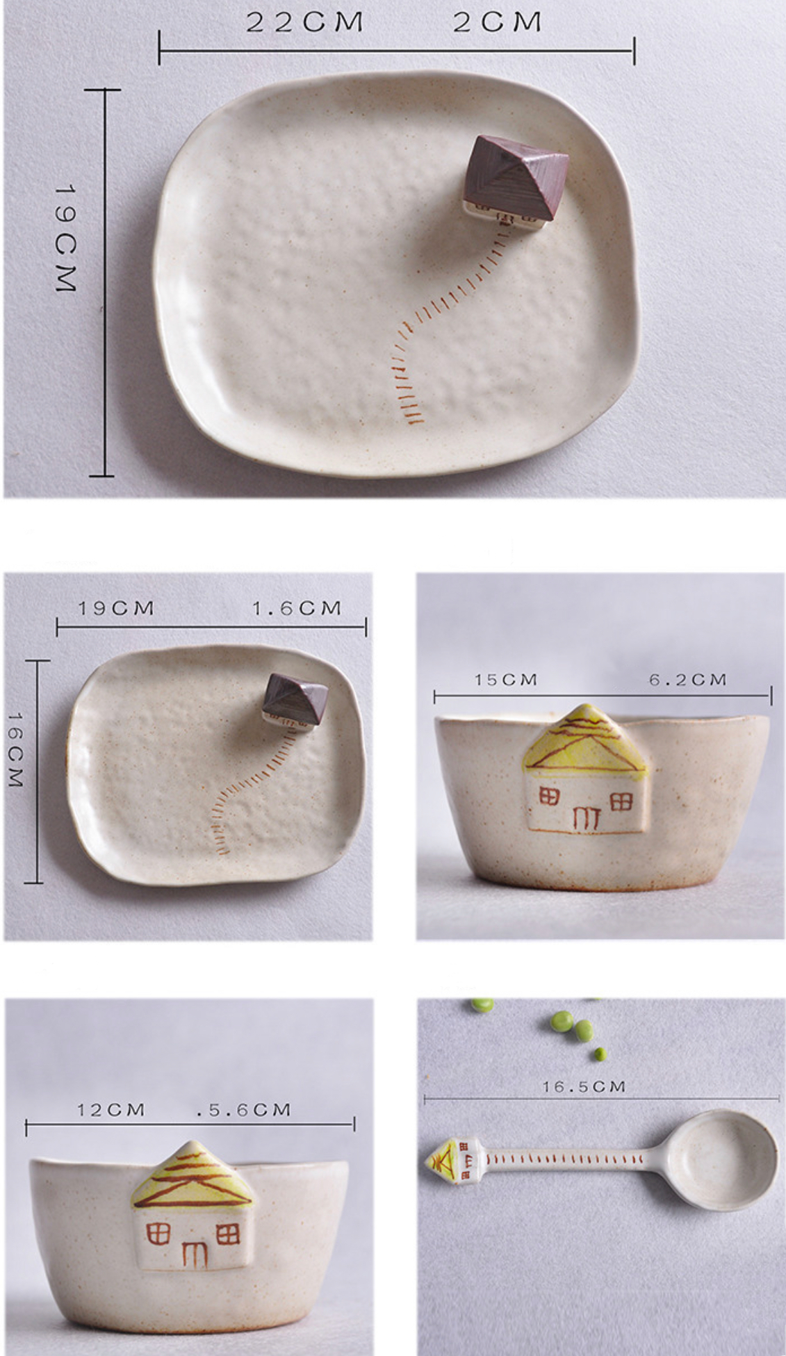 Handmade ceramics GREEN HOUSE tableware 5 sets