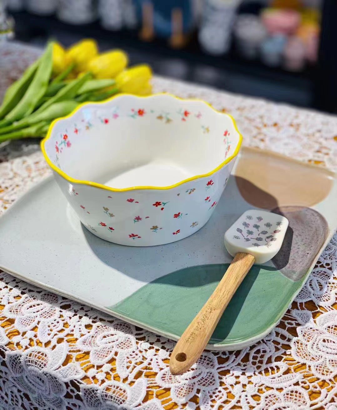 Handmade ceramics FLOWER large bowl