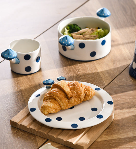 Handmade ceramics BLUE MUSHROOM plate