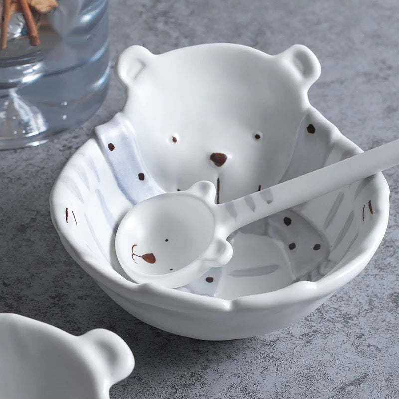 Handmade ceramics BEAR tableware 4 sets