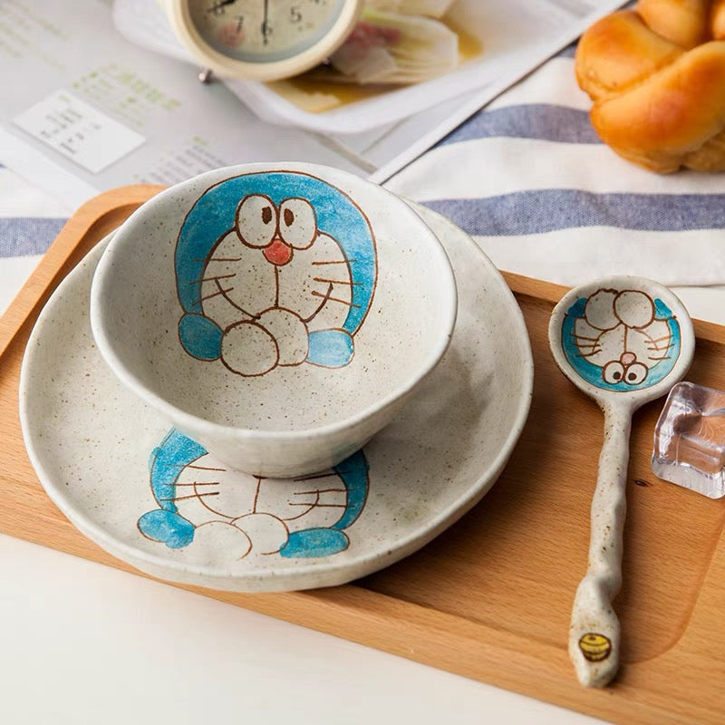 Handmade ceramics DORAEMON tableware 4 sets