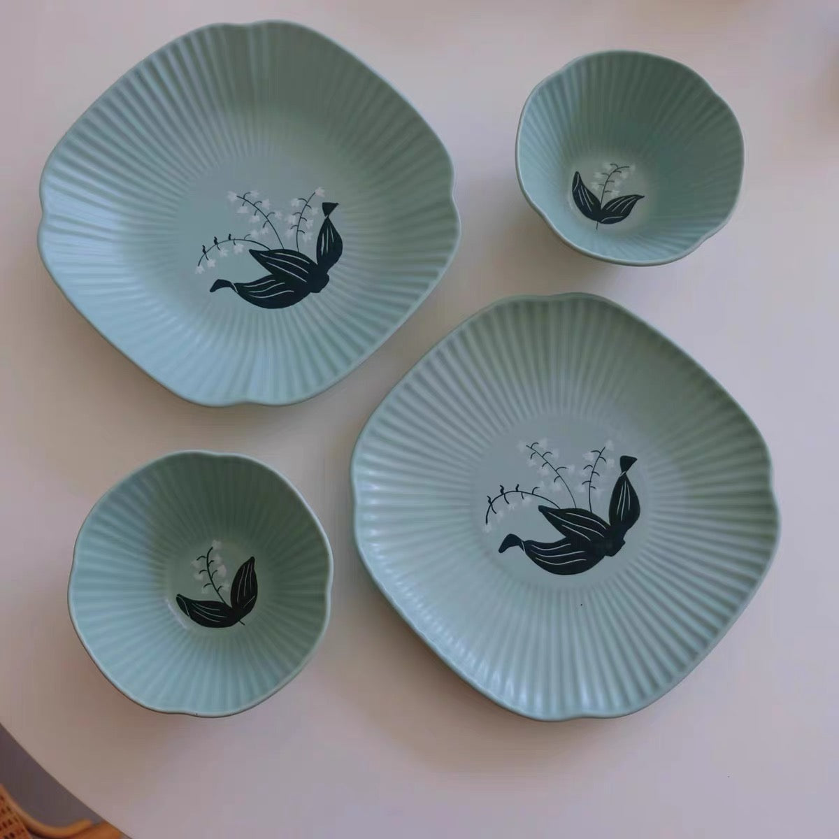 Handmade ceramics LILY OF THE VALLEY tableware