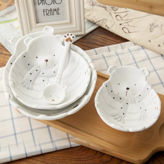 Handmade ceramics BEAR tableware 4 sets