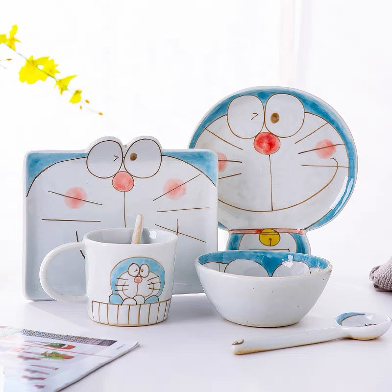 Handmade ceramics DORAEMON tableware 6 sets