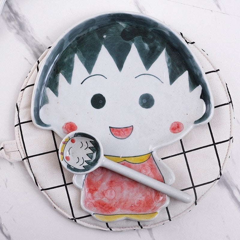 Handmade ceramics Chibi Maruko tableware 5 sets