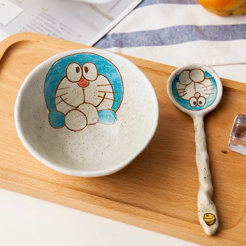 Handmade ceramics DORAEMON tableware 4 sets