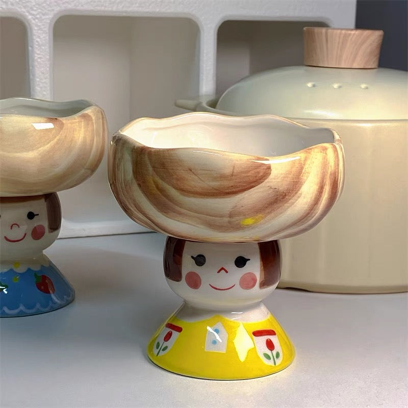 Handmade Japanese Creative Ceramics Cute Girls Bowl