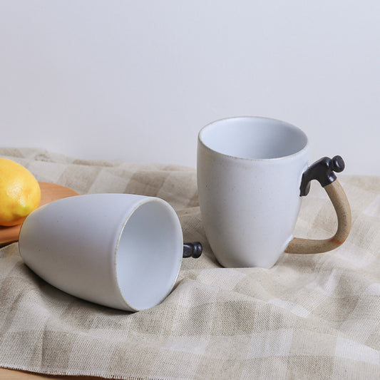 Handmade ceramic mug with handle unique hammer shape cup
