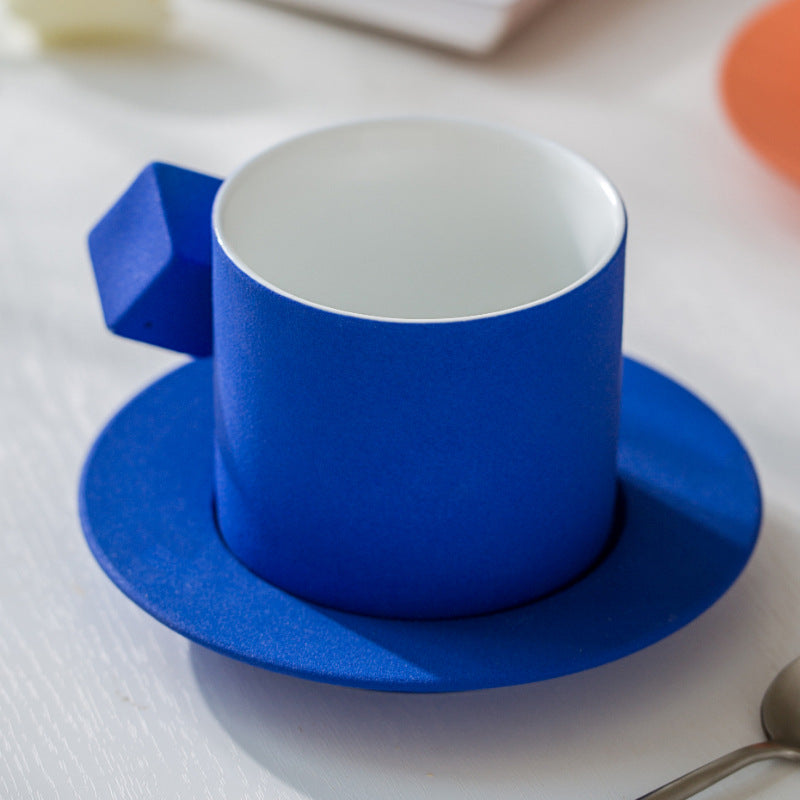 Handmade frosted ceramics BLUE coffee cup and saucer